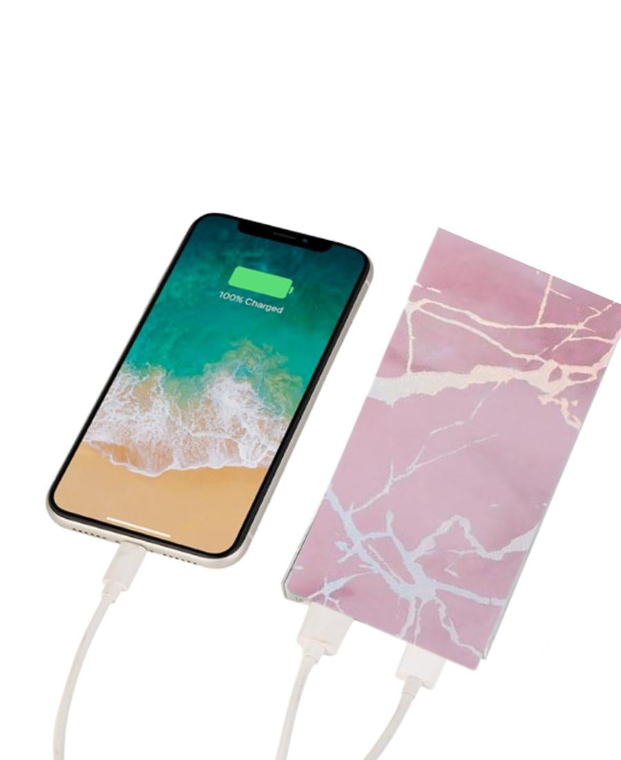 Pink Holo Marble Power Bank Charger