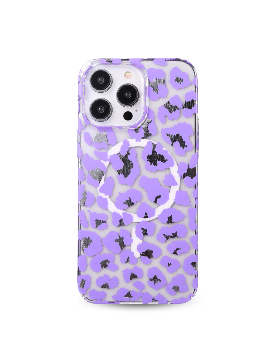 Purple Leopard MagSafe Phone Case