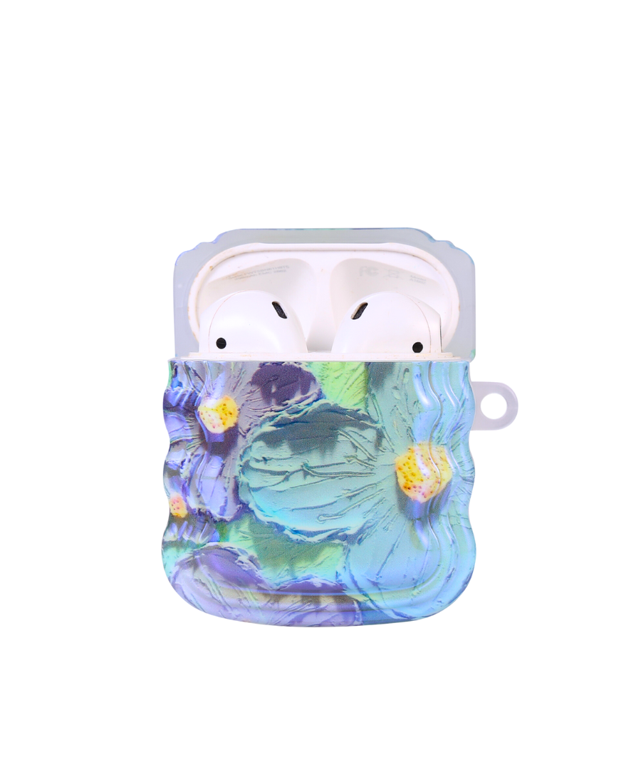Blue Floral Wavy AirPods Case