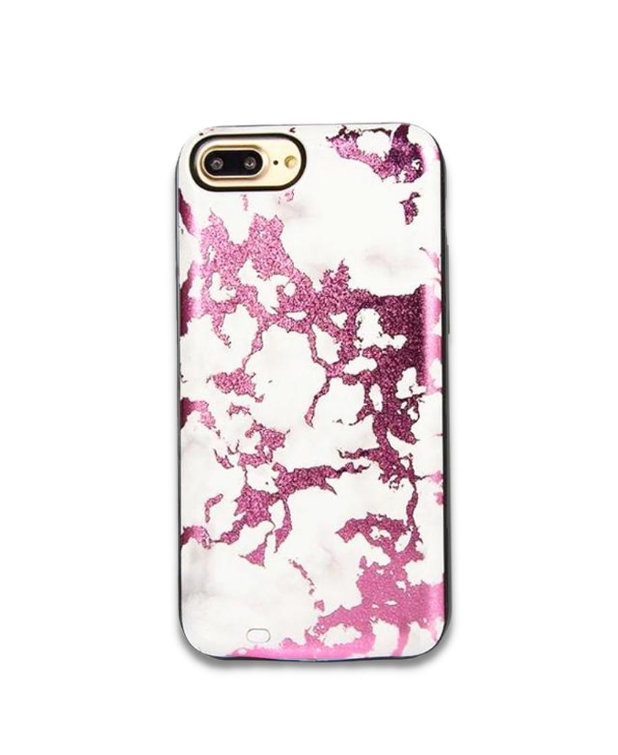 Pink Metallic Marble Battery Power Phone Case